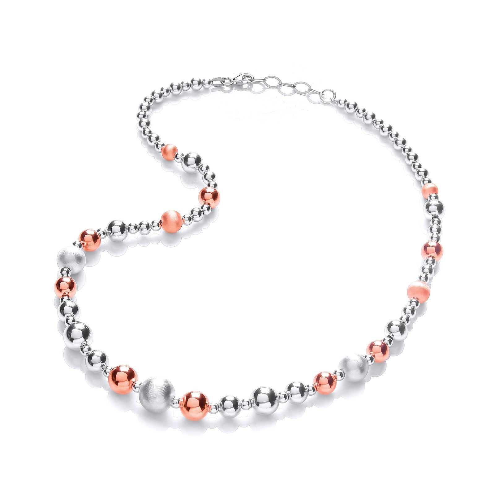 Silver & Rose Plated Graduated Beads Necklace - Fine Necklace - Certified Authentic – Luxury Jewellery by Imperial Tim
